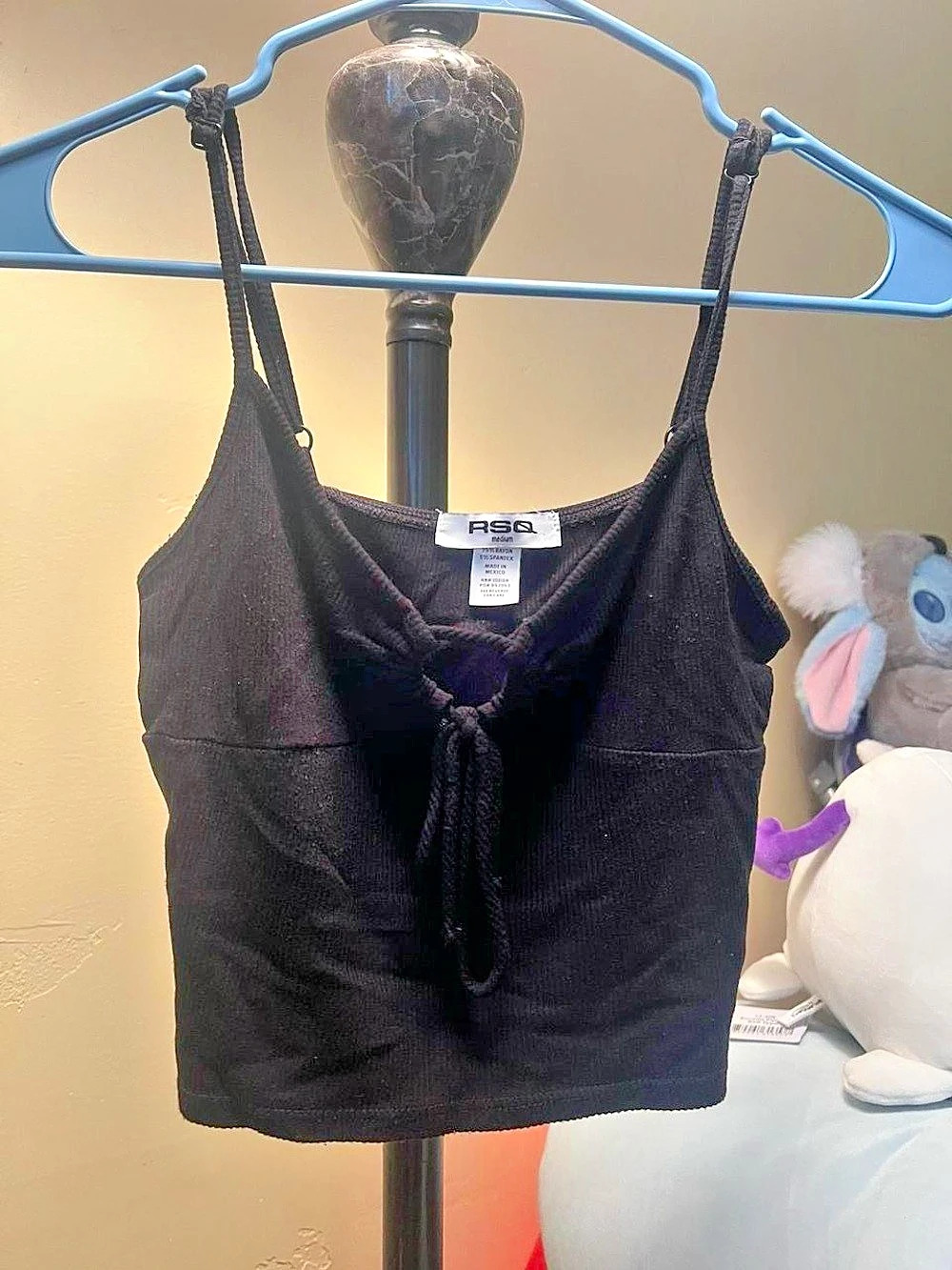 RSQ Black Tie Front Tank Top Size Medium fits like a small